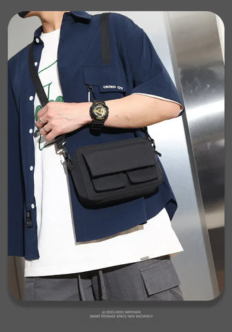 Minimalist Black Shoulder Bag Retro Male Nylon Crossbody Bags Men's Small Messenger Bag for Men Suitable for Daily Use - Zen Fit Plus