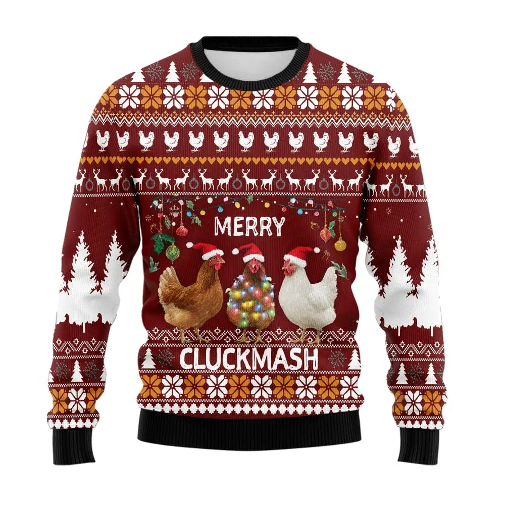 Farm Chicken Ugly Christmas Sweater For Men Clothing Rooster Mens Funny Ugly Sweaters Xmas Holiday Jumper Sweater Sweatshirt - Zen Fit Plus