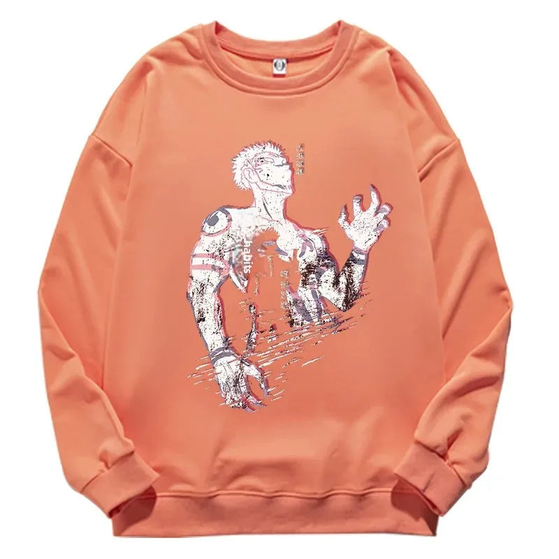 Jujutsu Kaisen Anime round Neck Long Sleeve Sweatshirt Unisex Cotton Printed T-Shirt Virtual Two-Dimensional Cultural Apparel Zen Fit Plus