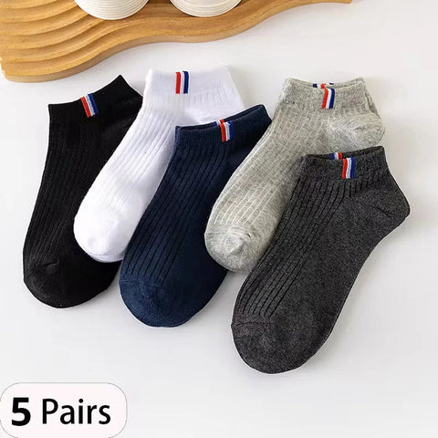 6 Pairs High Tube Mid Length Stockings Set For Men in Solid Black And White With Parallel Bars Popular and Sweat Absorption Zen fit plus