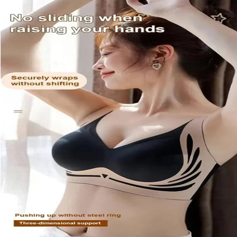 Powerful Push up Seamless Bra Women Gathered Up Wireless Bra Soft Full Coverage Support Adjustable Underwear Anti Sagging Bra Zen Fit Plus