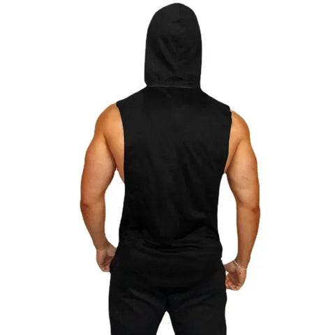 MACHINE FITNESS Mens Gym Hooded Tank Top Cotton Bodybuilding Clothing Summer Muscle Fit Sleeveless Hoodies Shirt Sports Singlets Zen fit plus