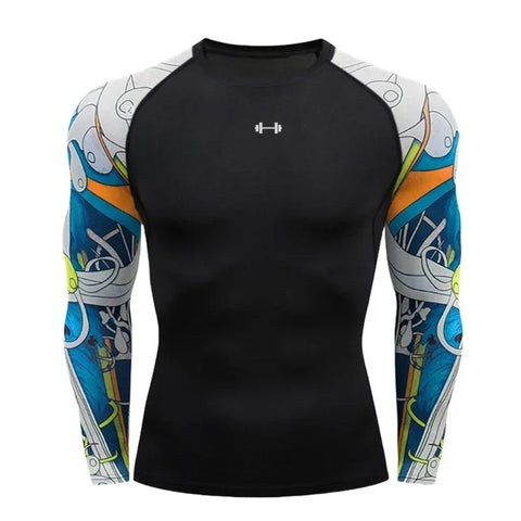 Gym Compression Dry Fit Men's Long Sleeves Fitness T-shirt Spring And Autumn Outdoor Sports Running Tees Sportswear Tops T-shirt - Zen Fit Plus