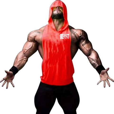 Men's Sports Running Vest Summer Top Weight Training Bodybuilding Vest Gym Workout Fitness Hoodie Men's Hooded Vest Zen fit plus