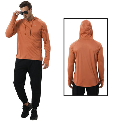 Summer Men's Long Sleeve UPF 50+ Hoodie Shirts, Rash Guard Quick Dry Lightweight T-shirt for Outdoor Jogger Sport Pullover - Zen Fit Plus