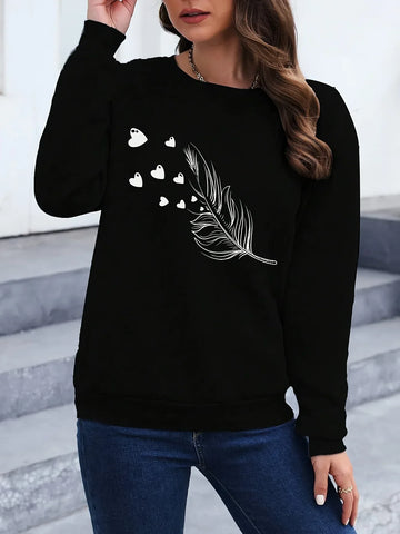 Loose Sweatshirt Casual Long Sleeve Women Autumn and winter Comfortable Pullover Crewneck Loose Female Clothes - Zen Fit Plus