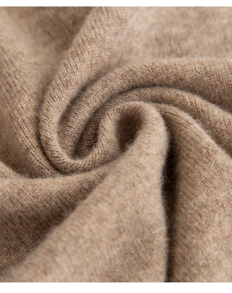 New Fashion Men's 100% Wool Pullover Half-high Collar Sweater Autumn Winter Warm Solid Color Knit Sweater Business Casual Top - Zen Fit Plus