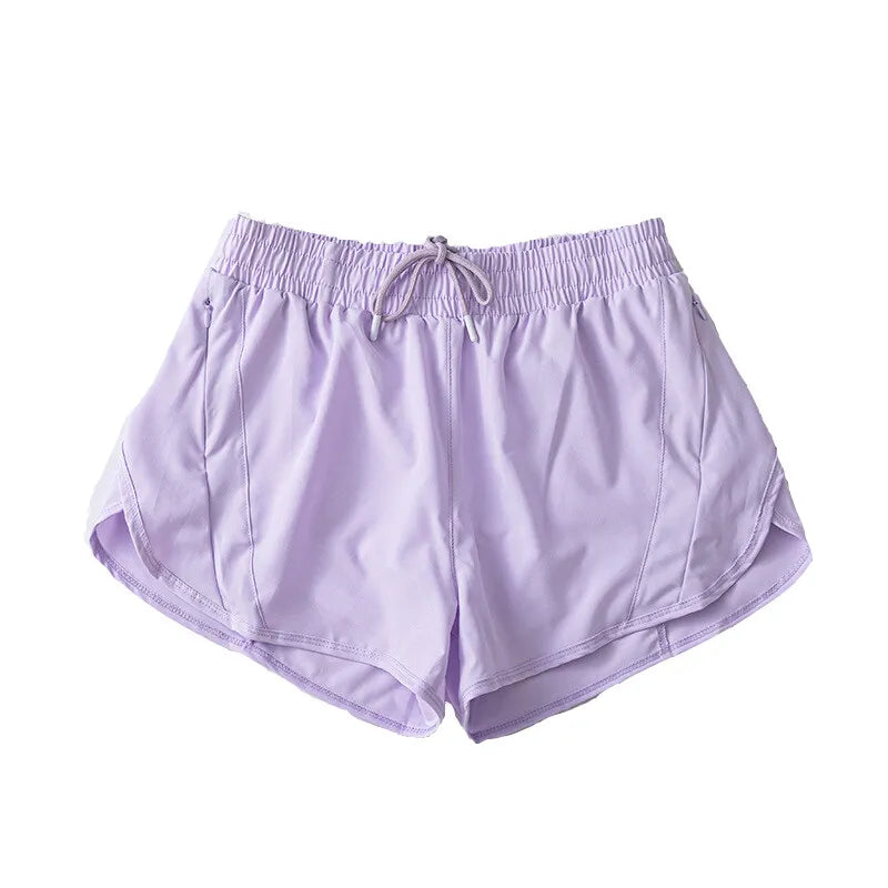 (S-2XL)2 in 1 Women Zipper Pocket Quick Dry Running Shorts 2 Layer Gym Yoga Fitness Badminton Tennis Training Sport Short Pants Zen fit plus