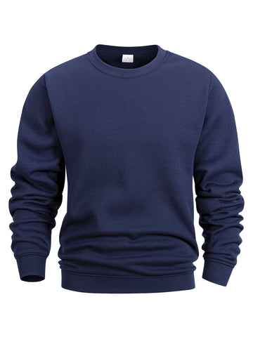 Men's Crew Neck Sweatshirts Solid Color Sweatwear Spring Outdoor Casual Daily Long Sleeve Pullover Hoodie Man Sportswear Zen Fit Plus
