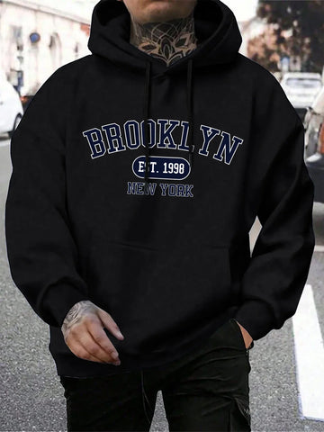 Brooklyn Est 1998 New York Printing Men Hoodies Harajuku Crewneck Hoodie Fashion Oversize Hoody Autumn Comfortable Tracksuit - Zen Fit Plus