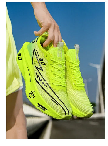 Men's Carbon Board Sneakers Anti-slip Cushioned Comfortable Racing Training Running Shoes Mesh Tennis Shoes Casual for Women - Zen Fit Plus