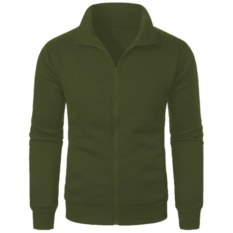 Men's casual sports zipper stand up collar jacket, men's solid color top - Zen Fit Plus