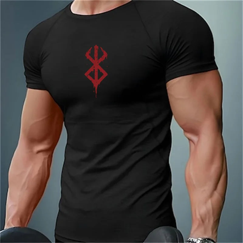 Men's Print Compression Shirts Summer Short Sleeve Rash Guard Gym Workout T-shirt Athletic Quick Dry Baselayer Undershirts Tops Zen fit plus