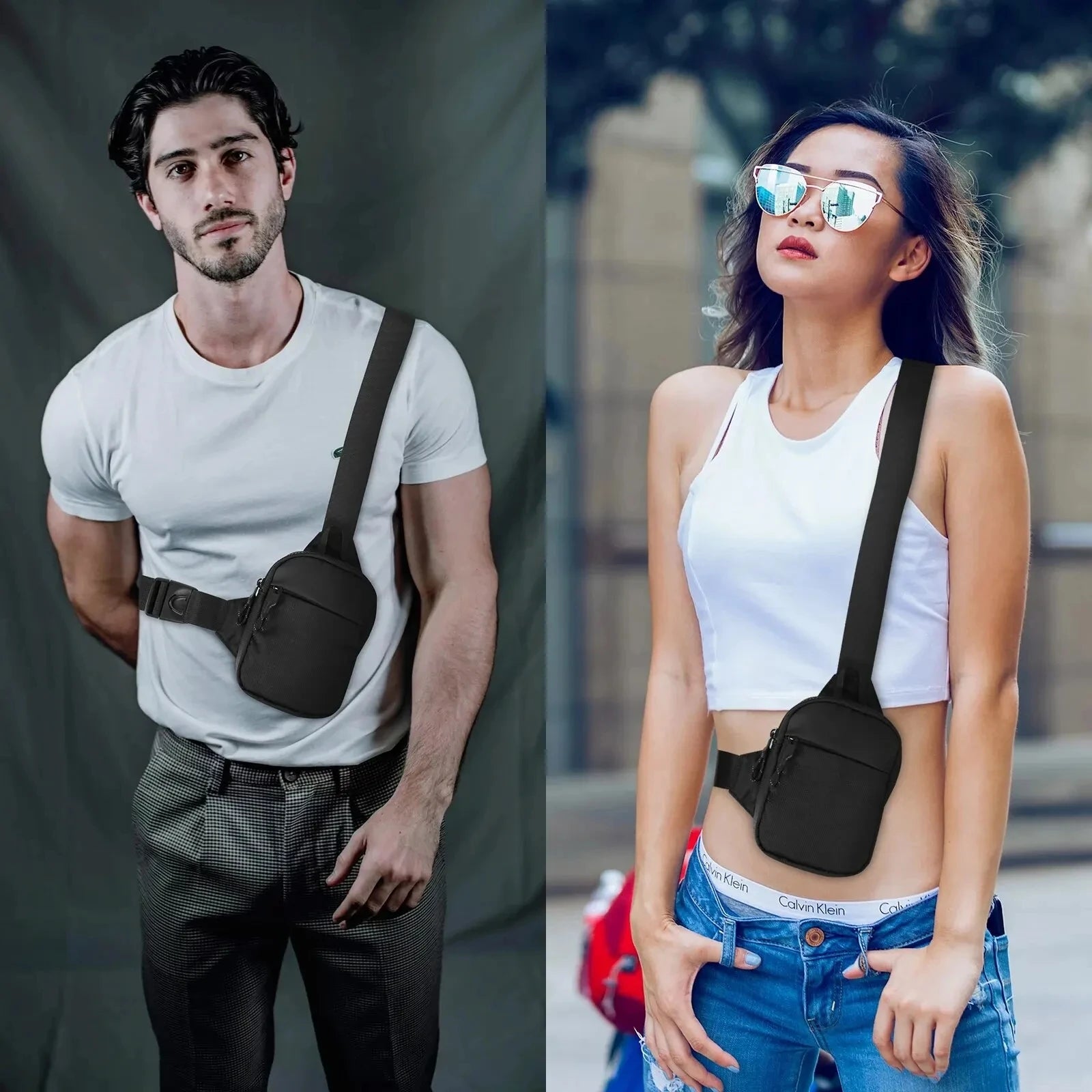 Fashion Nylon Shoulder Crossbody Bags for Man Women Mini Cloth Sling Sport Cross Phone Backpack Travel Male Square Bag Chest Bag Zen fit plus