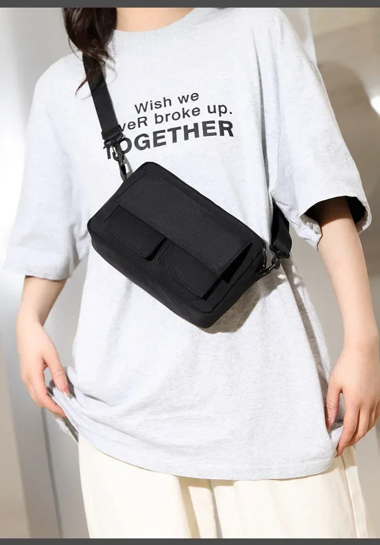 Minimalist Black Shoulder Bag Retro Male Nylon Crossbody Bags Men's Small Messenger Bag for Men Suitable for Daily Use - Zen Fit Plus