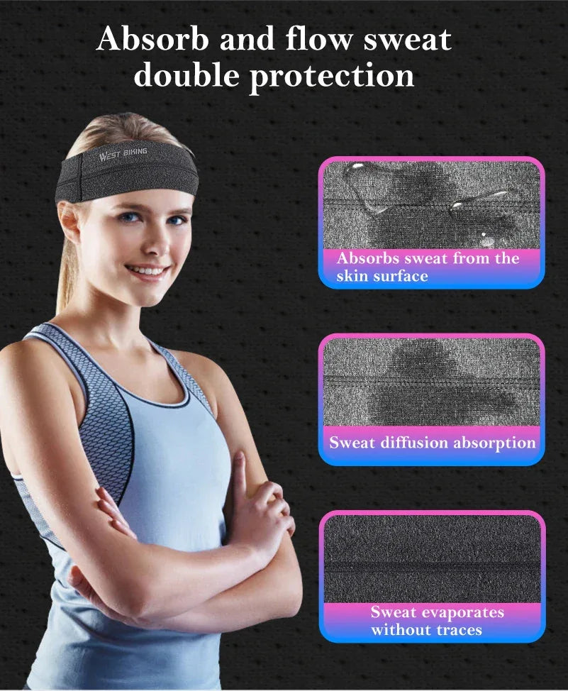 WEST BIKING Sports Headband Anti-slip Sweat Absorbing Elastic Sweatband Quick Dry Men Women Running Fitness Gym Cycling Headwear - Zen Fit Plus