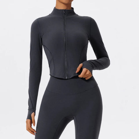 Hearuisavy Ultra-Soft Fabrics Casual Tight Sports Jackets Women Zipper Yoga Clothes Female Quick-Dry Long Sleeve Sportswear Zen fit plus