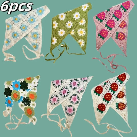 Elegant Knitted Triangle Scarf Headband for Women Fashion Girl strawberry Versatile pattern Hair Band Hair Accessory Zen Fit Plus