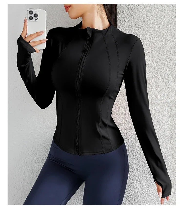 Women Yoga jacket Gym Wear zipper long sleeve fitness woman Jackets Coat - Zen Fit Plus
