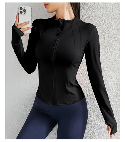 Women Yoga jacket Gym Wear zipper long sleeve fitness woman Jackets Coat - Zen Fit Plus