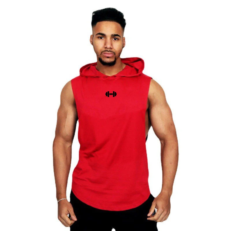 Summer Loose Sleeveless Hooded T-shirts Cotton Breathable Mens Sport Singlets Gym Bodybuilding Tank Tops Fitness Muscle Hoodie Zen fit plus