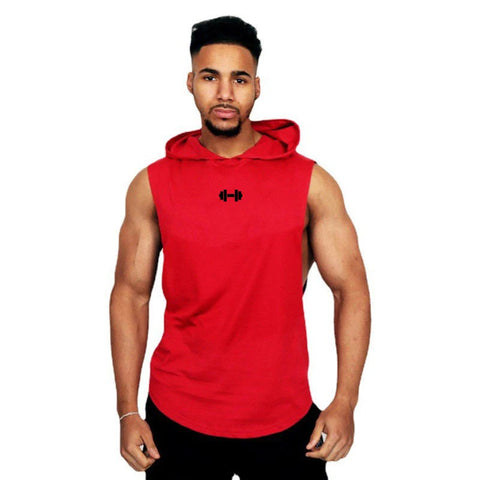 Summer Loose Sleeveless Hooded T-shirts Cotton Breathable Mens Sport Singlets Gym Bodybuilding Tank Tops Fitness Muscle Hoodie Zen fit plus