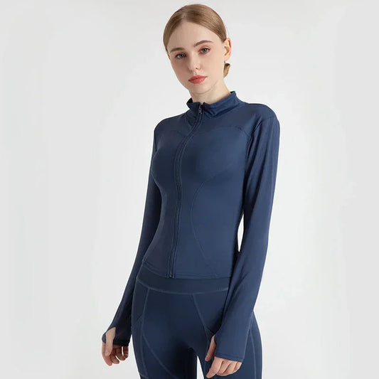 Women's Tracksuit Jacket Slim Fit Long Sleeved Fitness Coat Yoga Tops with Thumb Holes Gym Jacket Workout Sweatshirts 2024 S-3XL Zen fit plus