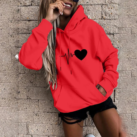 Women's Pullover Fashion Casual Fun Print Hooded Sweatshirt Loose Sports Tops Pullover Zen fit plus