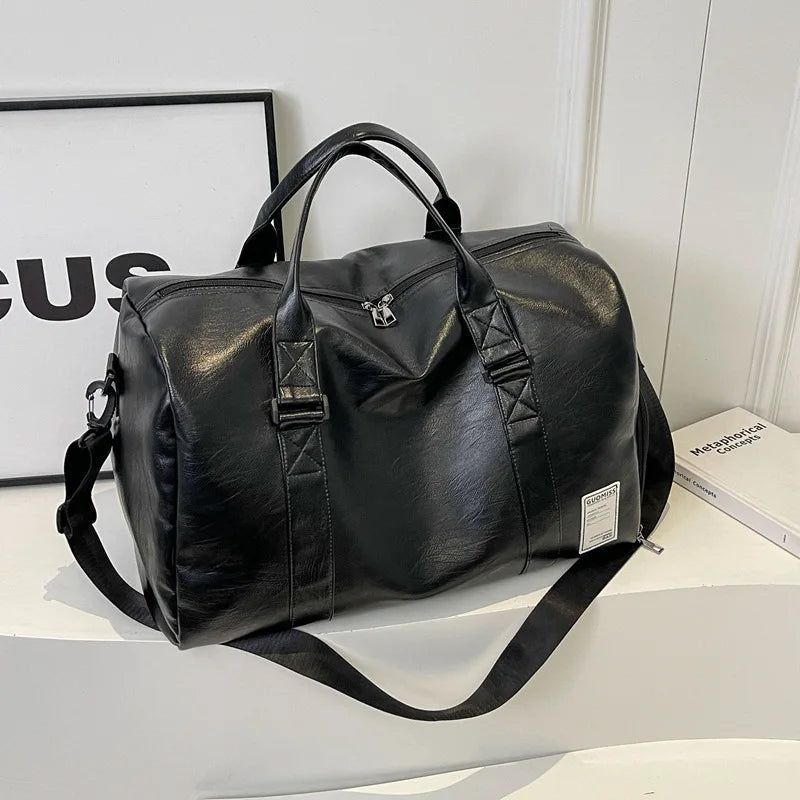 Gym Bag Women'S PU Leather Travel Totes Duffle Sports Fitness Casual Luggage Handbag Shoes Pocket Shoulder Weekend Outdoor Bag Zen fit plus
