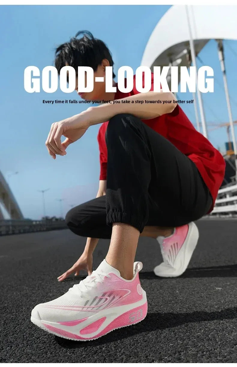 Unisex 2025 Full Carbon Plate Running Shoes Professional Marathon Racing Lightweight Bounce Cushion Breathable Sports Sneakers - Zen Fit Plus