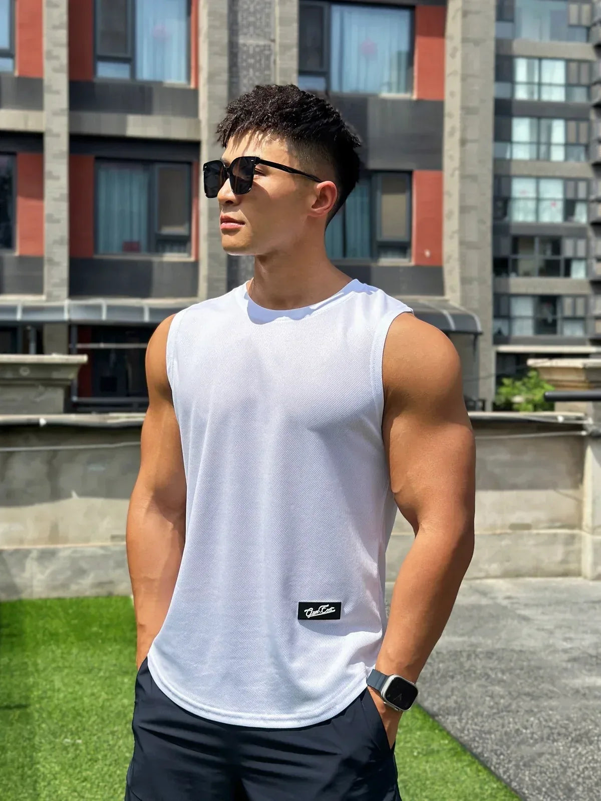 2025 Summer New Trend Men tank top Pullover Round Neck Mesh Bottom Shirt Sports Fitness Top Sleeveless Vest Quick Dry undershirt - Zen Fit Plus