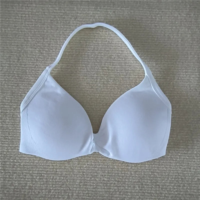 Fashion Strappy Bra Gym Top Girl Women High Support Thin Strap Halter Sports Seamless Bras Scrunch Workout Yoga Tank Bra Zen Fit Plus