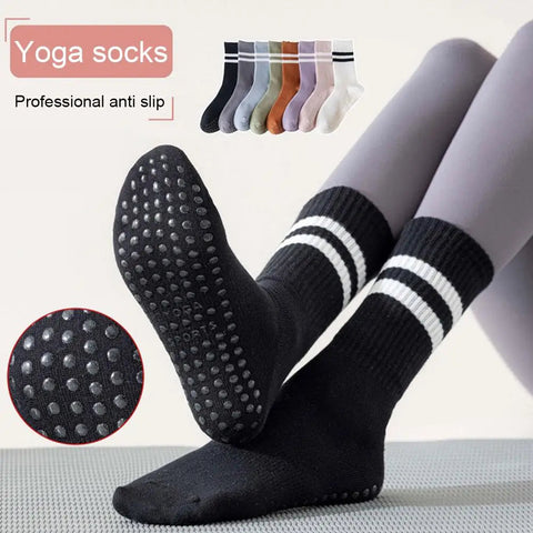 8 Colors Sports Socks Cotton Mid-tube Bottom Professional Non-slip Silicone Indoor Fitness Socks Gym Dance Pilates Yoga Socks Zen Fit Plus