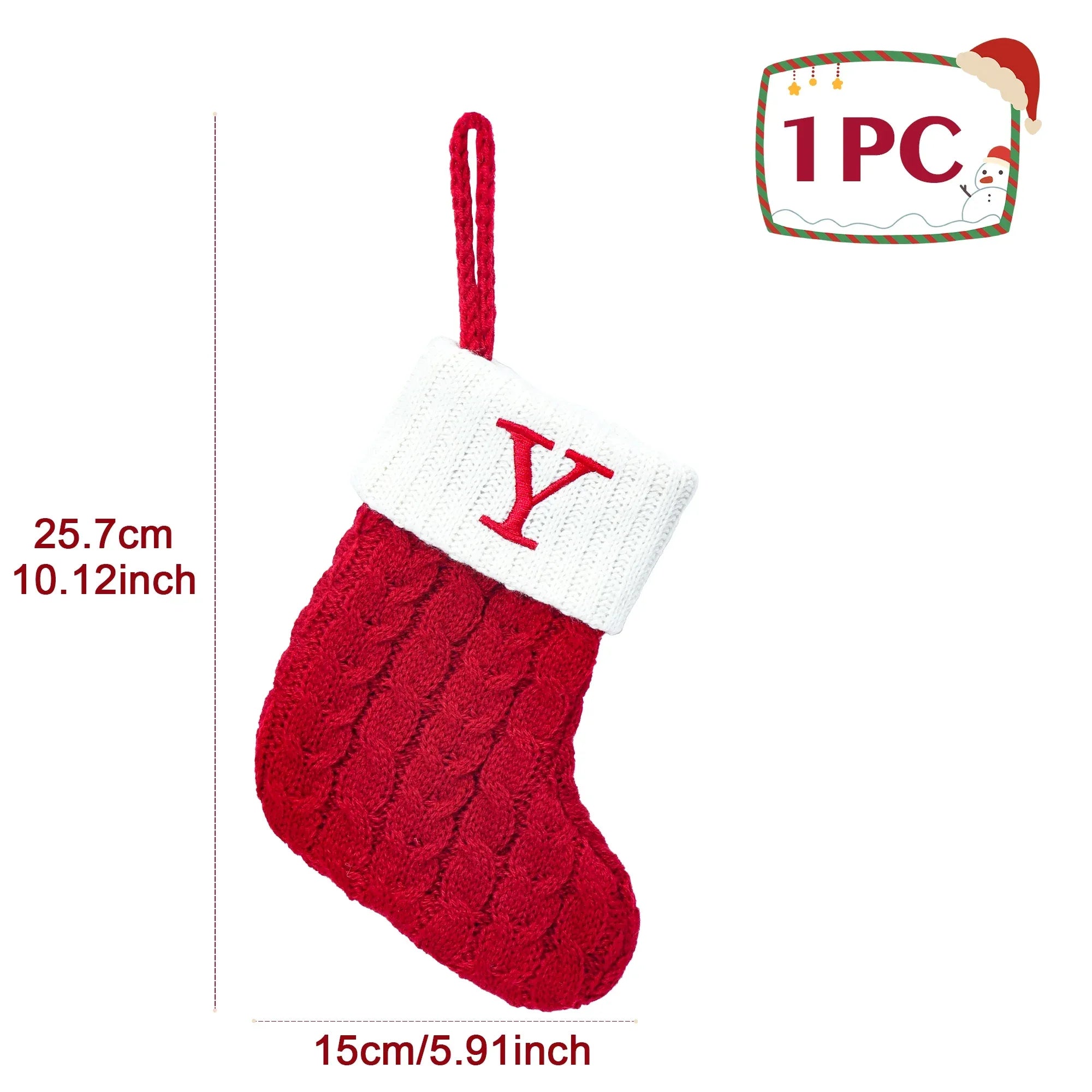 Christmas Socks Knitting Snowflake Letter Stocking Christmas Decoration 2025 For Home Xmas Tree Ornament Gift Navidad Natal 2026 - Zen Fit Plus