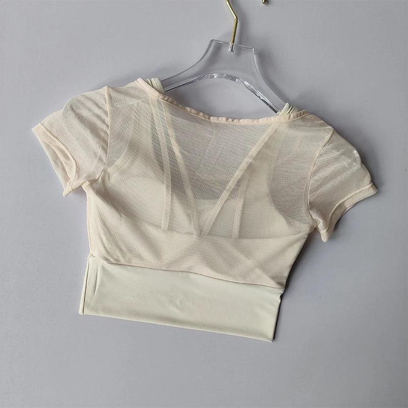 Women's Pilates Training Fitness Suit Chest Cushion Yoga Suit Top Quick Drying High-end Feeling Sports Short Sleeved Breathable - Zen Fit Plus