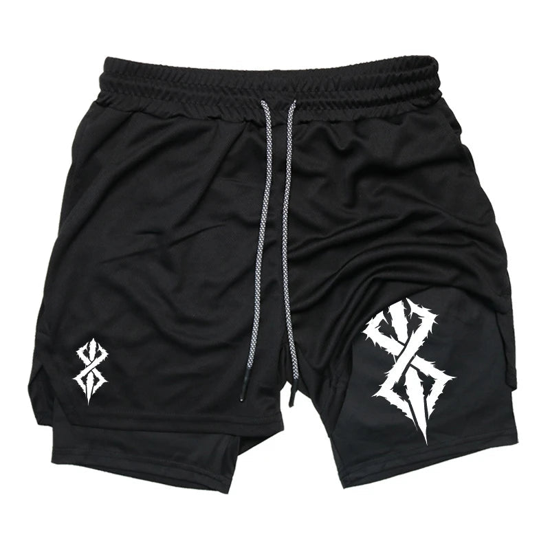 Summer Shorts for Men 2 in 1 Athletic Gym Workout Running Performance Shorts Print with Phone Pocket Quick Dry Breathable Zen fit plus