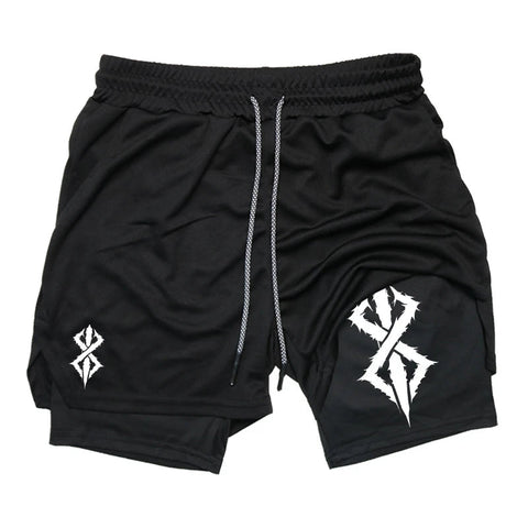 Summer Shorts for Men 2 in 1 Athletic Gym Workout Running Performance Shorts Print with Phone Pocket Quick Dry Breathable Zen fit plus