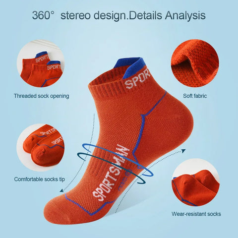 6 Pairs Socks Men's Short Socks Sweat Absorbent and Odorous Basketball Socks Running Sports Socks Breathable Mesh Men's Socks - Zen Fit Plus