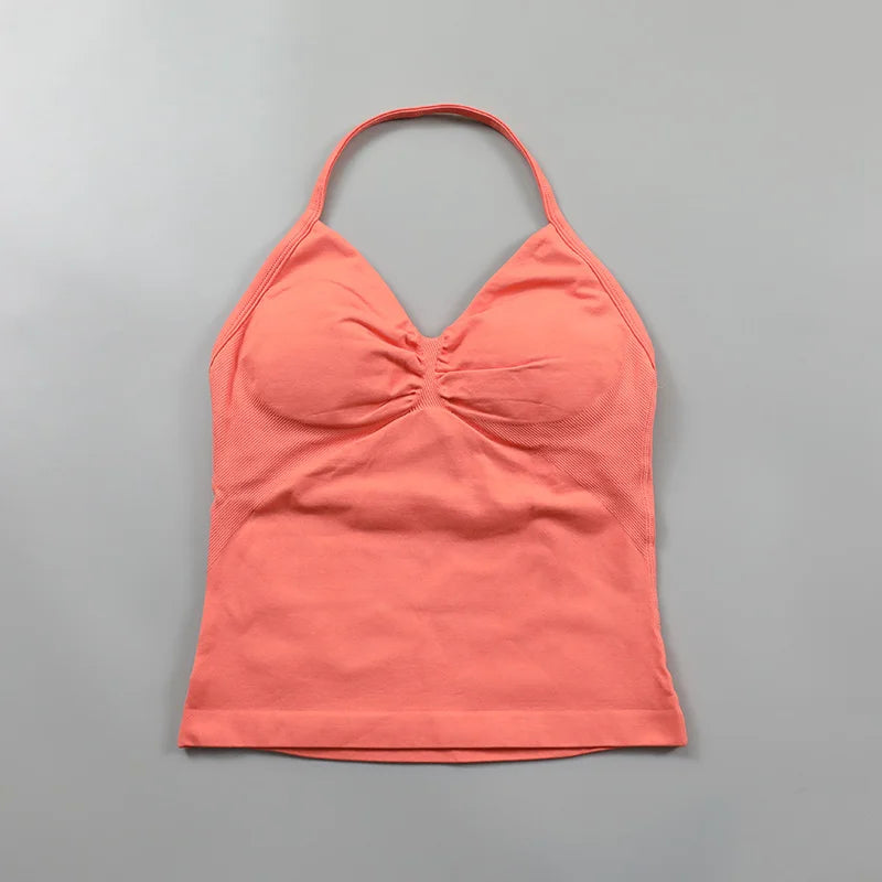 Impact Longline Strappy Top Women Seamless Yoga Tank Tops Ruched Backless Gym Clothes Workout Sleeveless Shirts With Buit In Bra Zen fit plus