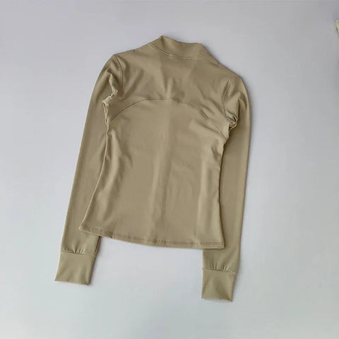 Yoga Suit Women's High-end Standing Collar Long Sleeved Sports Jacket Running Training Fitness Top Windproof Running Suit - Zen Fit Plus