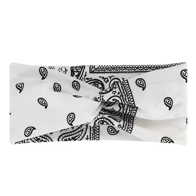 Bohemian Print Wide Headband - Water Absorbent, Cross Straps, Suitable For Yoga, Running And Everyday Use Zen Fit Plus