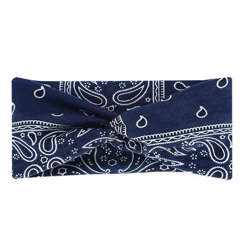 Bohemian Print Wide Headband - Water Absorbent, Cross Straps, Suitable For Yoga, Running And Everyday Use Zen Fit Plus