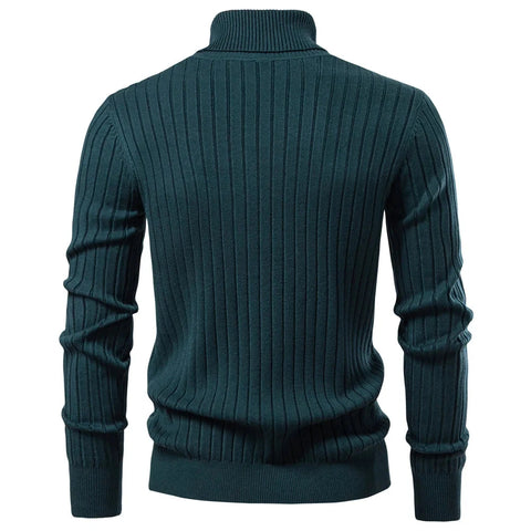 AIOPESON Men's Turtleneck Sweater Solid Color with Striped Pullover Warm Knitwear Winter Basic Casual High Quality Sweater Male Zen Fit Plus