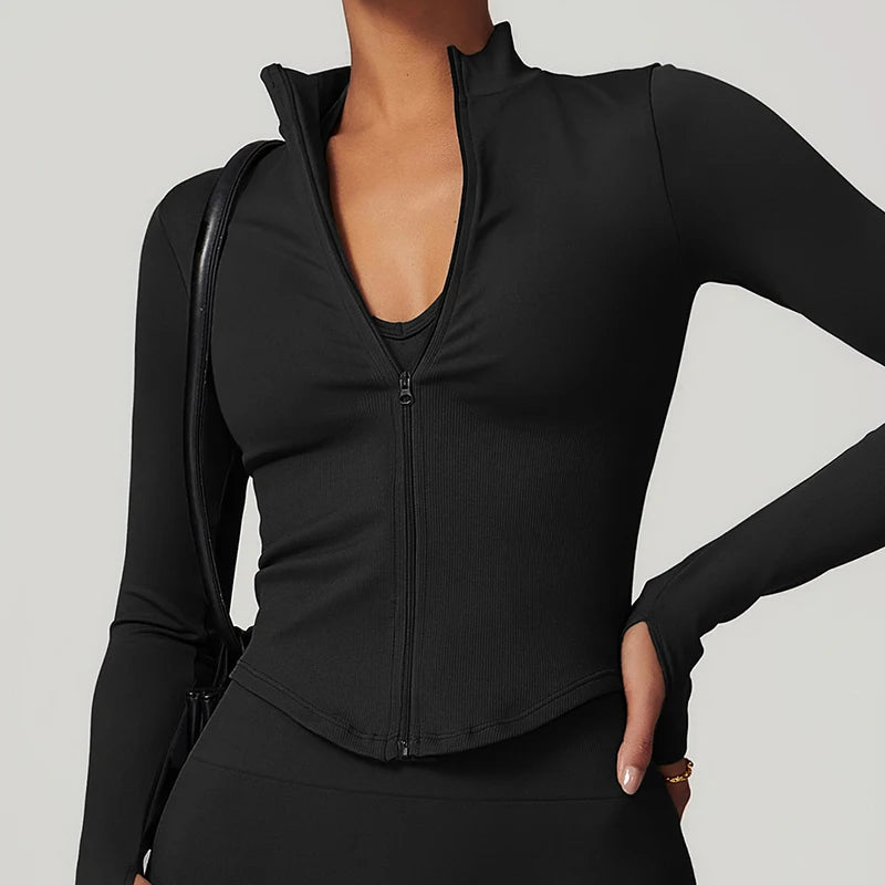 Hearuisavy Autumn Running Zipper Workout Jacket Women Long Sleeve Sportswear Gym Top Female Quick-Dry Yoga Clothing Sport Coat Zen fit plus