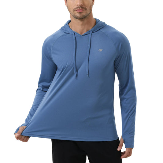 Summer Men's Long Sleeve UPF 50+ Hoodie Shirts, Rash Guard Quick Dry Lightweight T-shirt for Outdoor Jogger Sport Pullover Zen fit plus