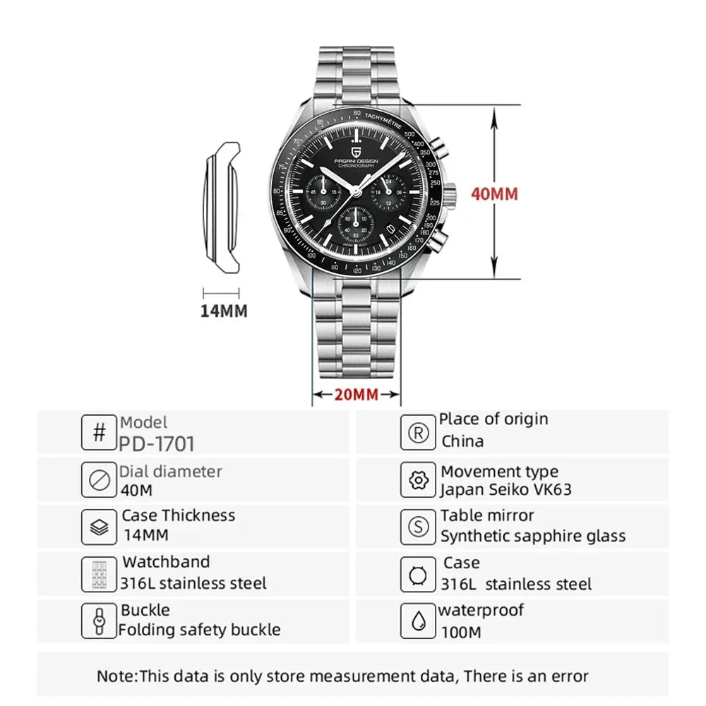 VK63 Chronograph Waterproof Mens Watches