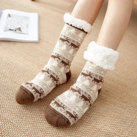 Winter Warm Socks Women penguin Plush Soft Female Non Grip Floor Slippers Short Sock Fuzzy Fluffy Deer Elk Bear Christmas Gift - Zen Fit Plus
