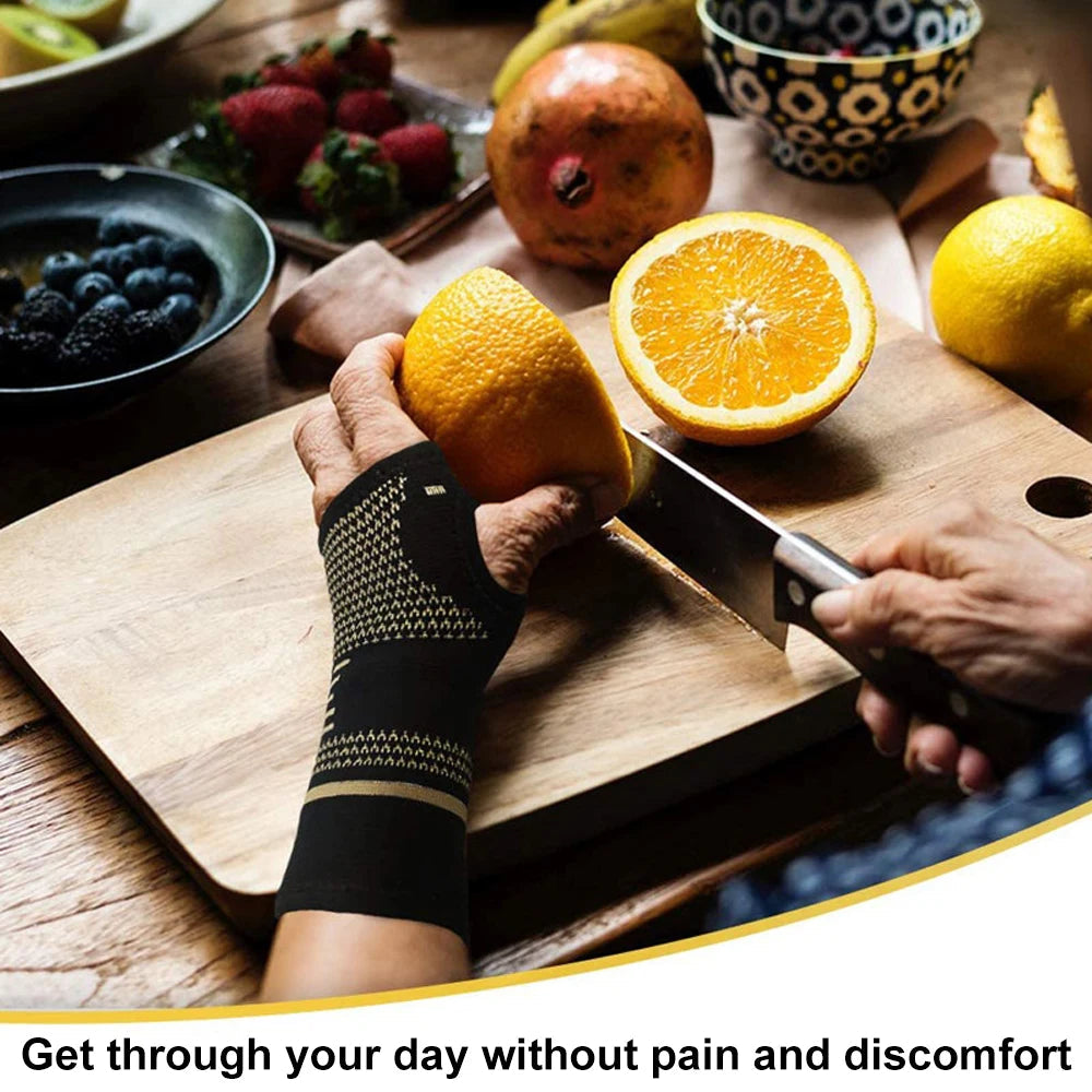 1PCS Copper Compression Gloves Sports Wrist Guard Arthritis Gloves Elastic Palm Brace Sleeve Fitness Wrist Support Wristband Zen Fit Plus