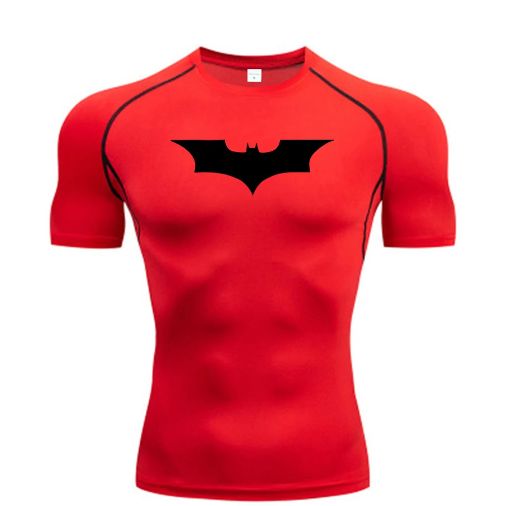 Bat Printed Men's Tight T-Shirt Running Compression Compression T Shirt Gym Fitness Jogging Short Sleeve Male Casual Shirt Tops Zen fit plus
