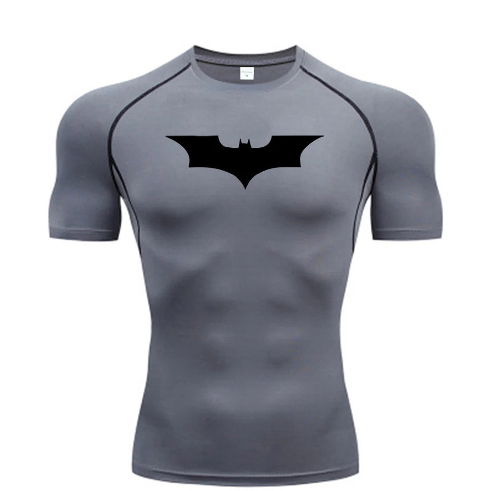 Bat Printed Men's Tight T-Shirt Running Compression Compression T Shirt Gym Fitness Jogging Short Sleeve Male Casual Shirt Tops Zen fit plus